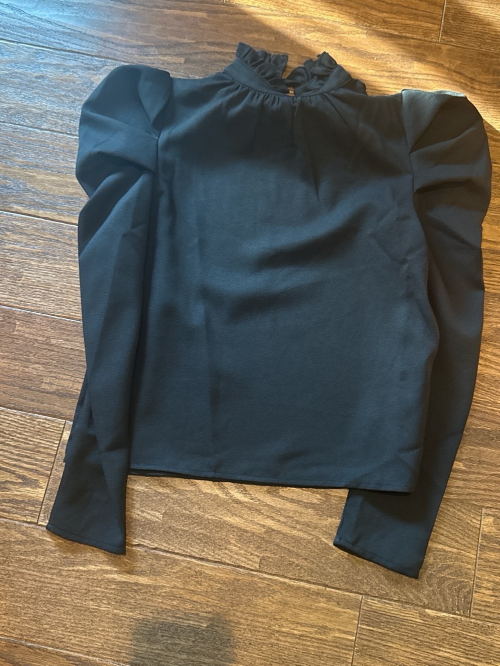 SHEIN Black Ruffle-Trim Blouse